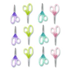 Westcott Jellies Kids Scissors, 5" Long, Straight Assorted Handle Colors, 12/Pack