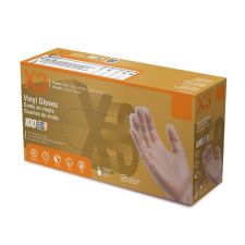 X3 Vinyl Powder-Free Industrial Gloves, Medium, Clear, 1 Box of 100 Gloves