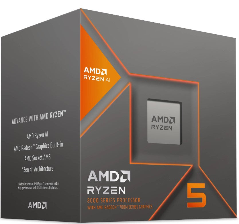 AMD Ryzen 5 8600G 6Cores/12Threads, 65 watts, Max Freq 5.050Ghz, 24MB Cache, Wraith Stealth  Cooler, Radeon Graphics