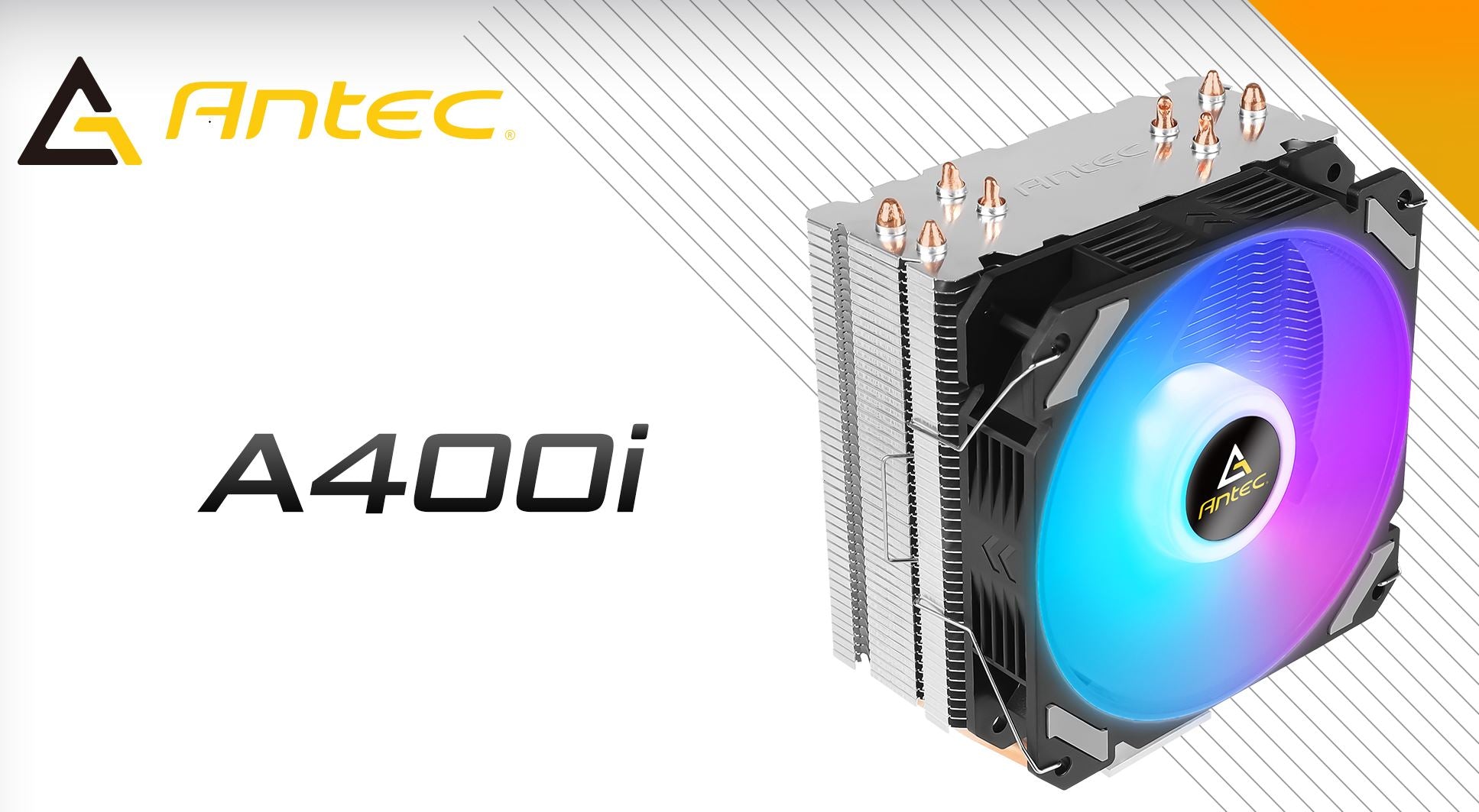 Antec A400i RGB , 72 CFM, 4 Direct Heat-Pipes, 120mm PWM RGB Fan,1700, 115X, 1200, 2011, AM3, AM3 , AM4 ,, FM1, FM2, FM2  CPU Air Cooler 1yr wty