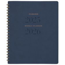 AT-A-GLANCE Signature Collection Academic 2025-2026 Weekly Monthly Planner, Navy, Large, 8 1/2" x 11"