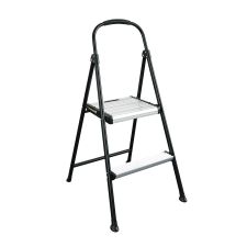 Cosco 2-Step Stepstool, 250 lb Capacity, 19" Working Height, 22.5" Spread, Black/Silver