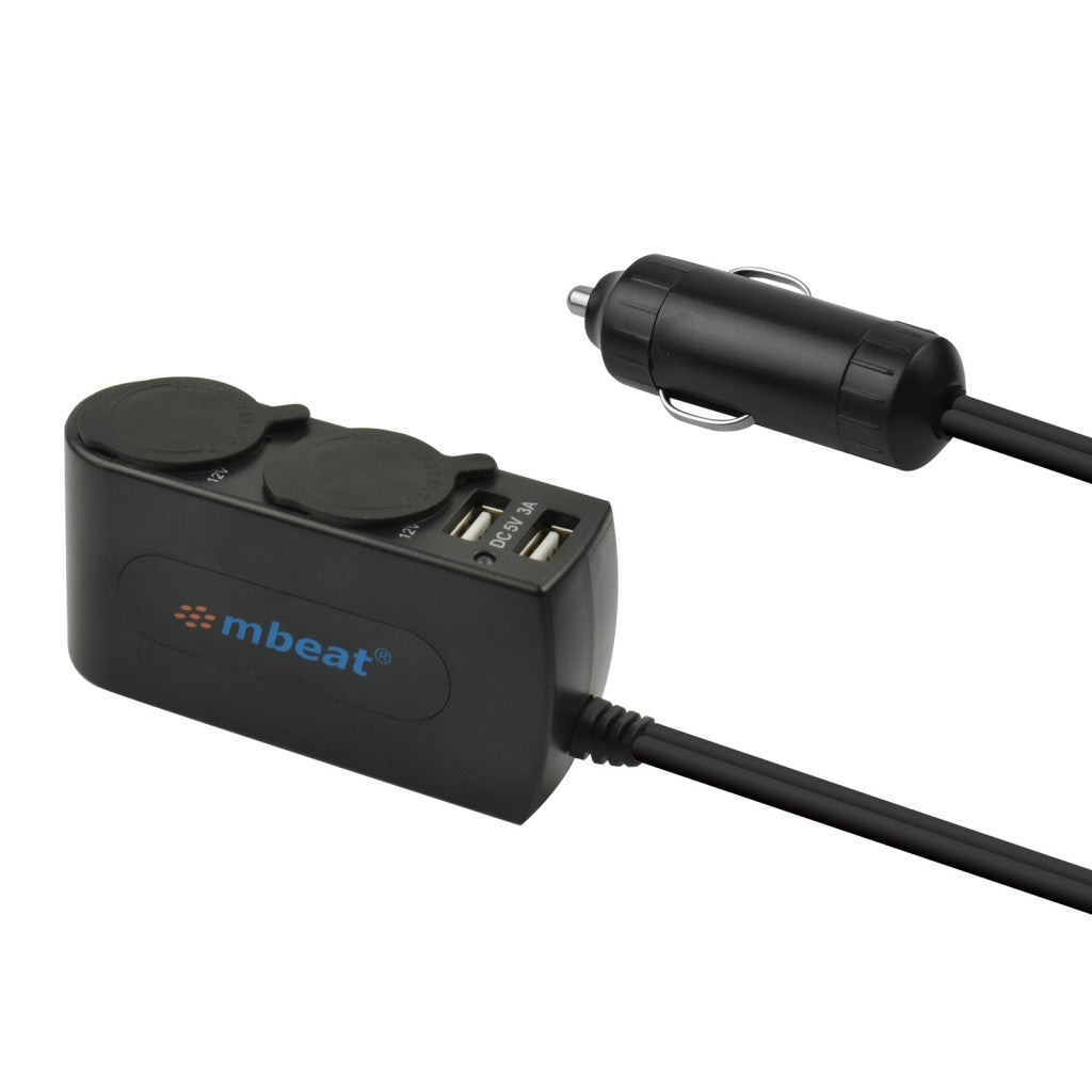 (LS)mbeat  3A / 15W Dual Port USB and Dual Cigarette Lighter Car Charger - 2x USB/2x Cigarette Charger Expanders Fast-charging with 3A output