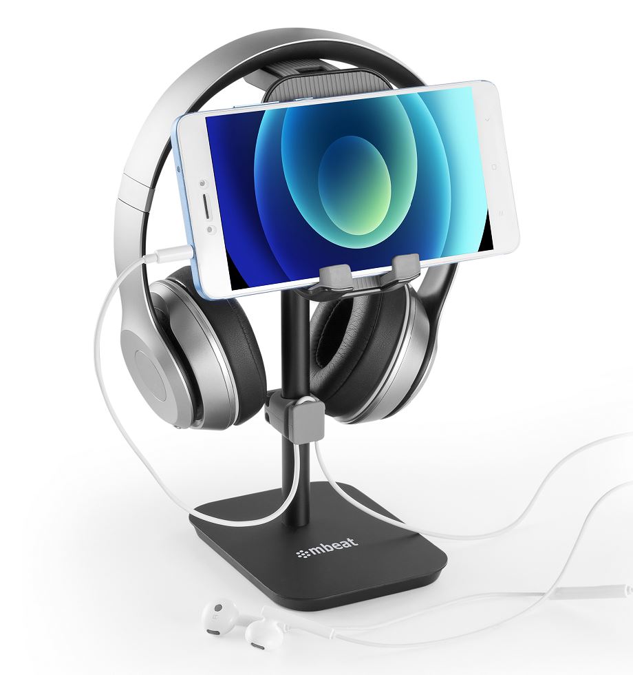 (LS) mbeat  Stage S3 2-in-1 Headphone and Tiltable Phone Holder Stand Cable Management	Aluminium Alloy Frame Product Weight: 335g