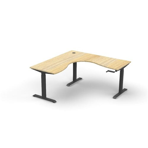Rapidline Boost Manual Height Corner Workstation 1800/1800W x 750D x 705-1155mmH Oak/Black