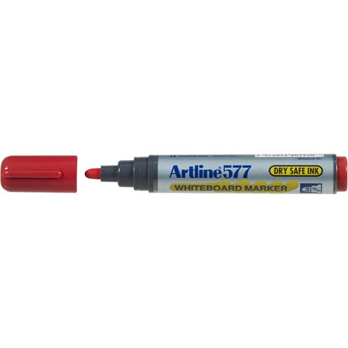 Artline 577 Whiteboard Marker Bullet 3mm Red BOX12