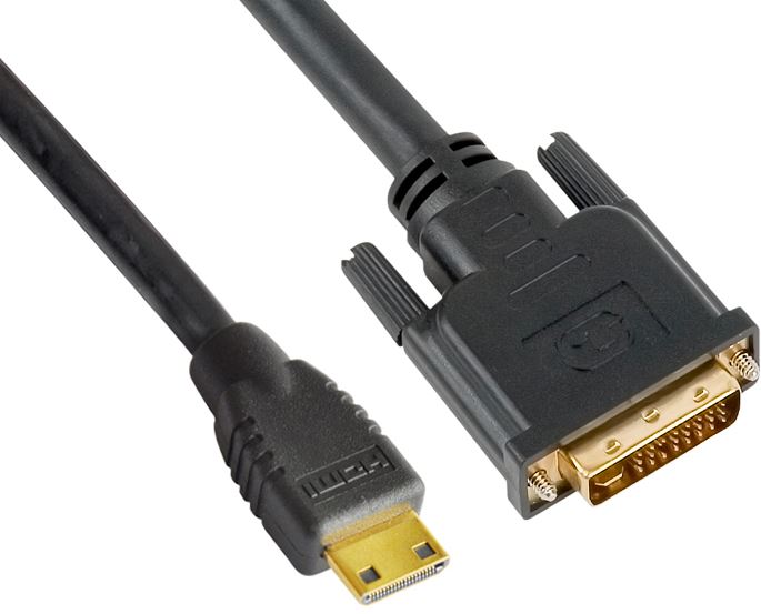 Astrotek Mini HDMI to DVI Cable 60cm - 19 pins Male to 24 1 pins Male 30AWG OD6.0mm Gold Plated Black PVC Jacket RoHS LS ~CBAT-MINIHDMIDVI-1.4