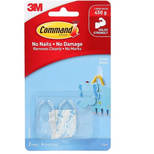 Command 17092CLR Clear Hook Small Hooks Clear Pack of 2