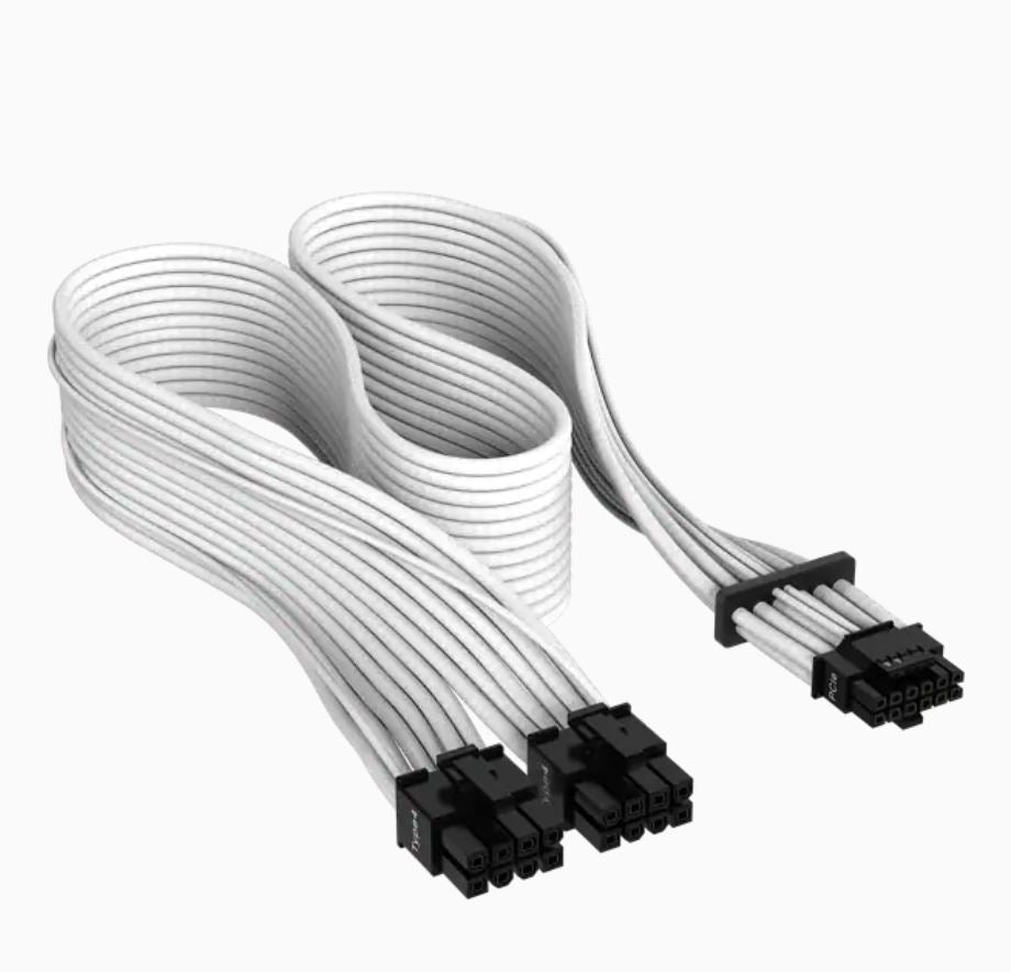 Corsair Premium Individually Sleeved 12 4pin PCIe Gen 5 Type-4 600W 12VHPWR Cable, White 4080 / 4070 / 4090xx