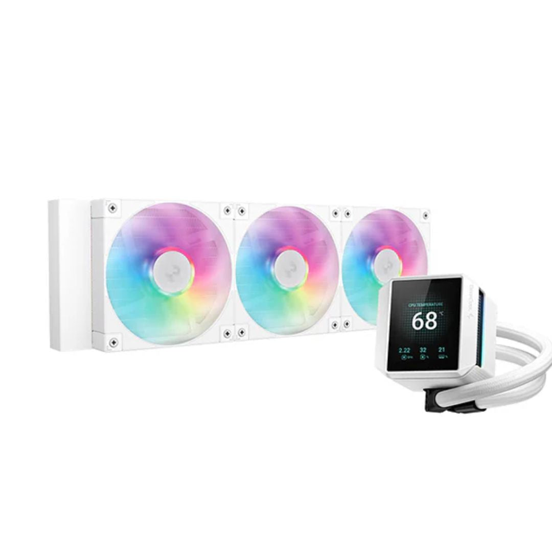 DeepCool MYSTIQUE 360 WH ARGB High-Performance Liquid Coolers, 5th Gen Pump 360mm Radiator,  2.8' 640x480 TFT Screen