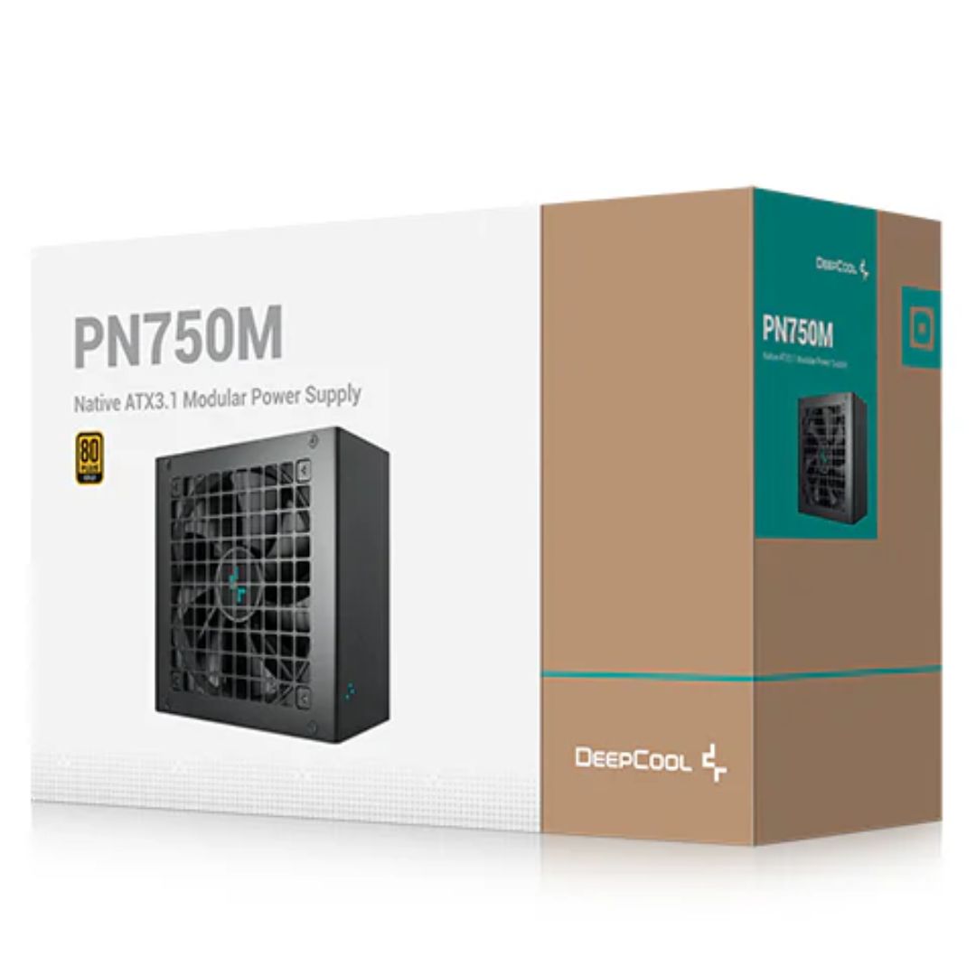 DeepCool PN750M 750W 80  Gold Certified Fully Modular ATX Power Supply 120mm Fan, Japanese Capacitors, DC to DC, ATX12V V3.1, 100,000 MTBF, 90% EFF