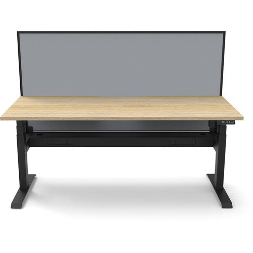 Rapidline Boost Light Single Sided Workstation   Screen   Cable Tray 1500mmW Oak/Black