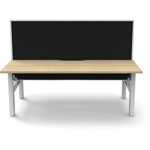 Rapidline Boost Static Back To Back Workstation   Screen 2 Person 1800mmW Oak/White