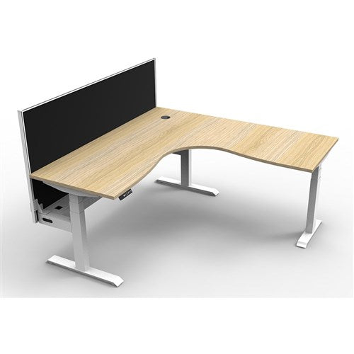 Rapidline Boost  Corner Workstation   Screen   Cable Tray 1500/1500mmW Oak/White