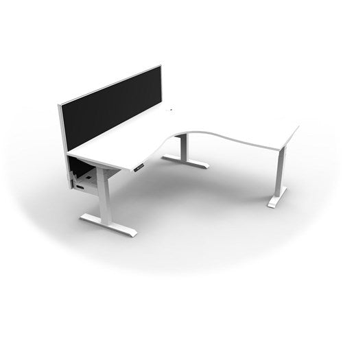 Rapidline Boost  Corner Workstation   Screen   Cable Tray 1500/1500mmW White/White
