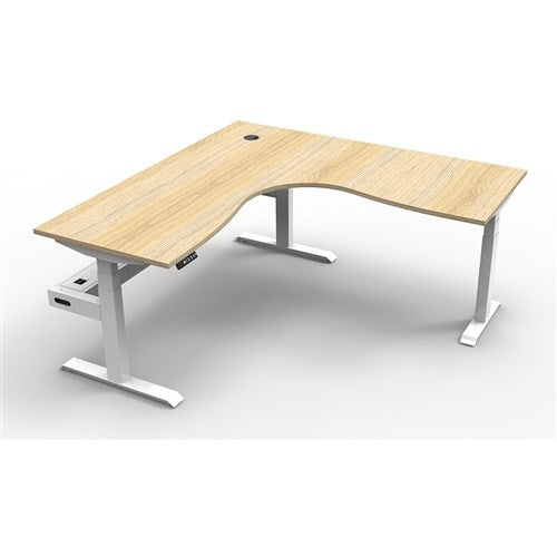 Rapidline Boost  Corner Workstation   Tray 1500/1500W x 750D x 1270mmH Oak / White