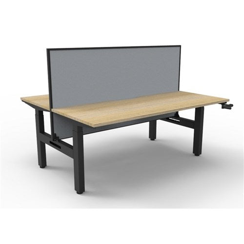 Rapidline Boost Manual Height Adjustable Workstastion   Screen 2 Person 1500W Oak/Blk