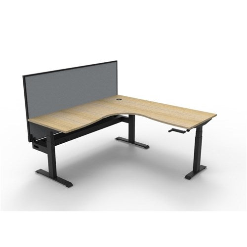 Rapidline Boost Manual Height Corner Workstation  Cable Tray Screen 1800/1800W Oak/Blk