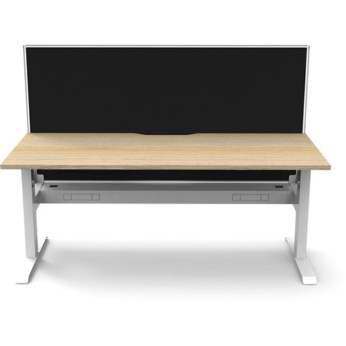 Rapidline Boost Static Single Sided Workstation   Screen   Cable Tray 1200mmW Oak/White