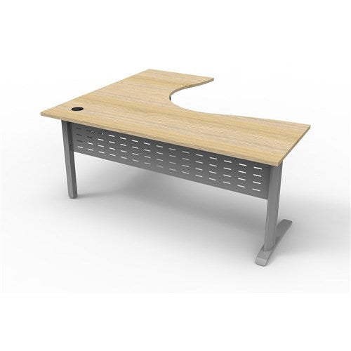 Rapidline Deluxe Rapid Span Corner Workstation 1800/1500W x 750D x 730mmH Oak/Silver