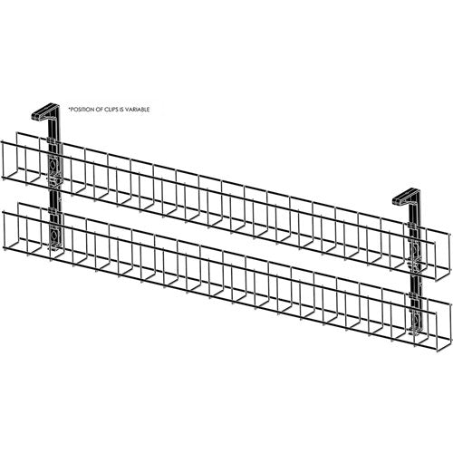 Rapidline Dual Tier Cable Basket Kit 650mm 2GPO 2Data   1.5m Interconnecting Lead Blk