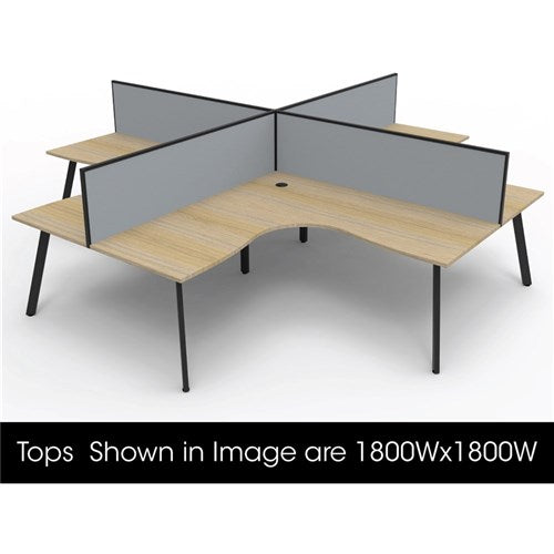 Rapidline Eternity Corner POD Workstation 4 Person   Screens 3600Wx3000Dx1200mmH Oak/Black