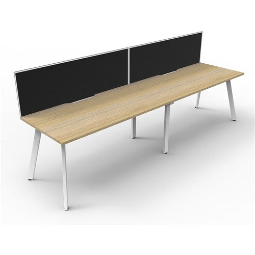 Rapidline Eternity Workstation Single Sided 2 Person   Screen 2400Wx750Dx1200mmH Oak/White