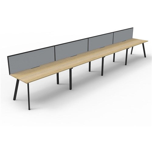 Rapidline Eternity Workstation Single Sided 4 Person   Screen 6000Wx750Dx1200mmH Oak/Black