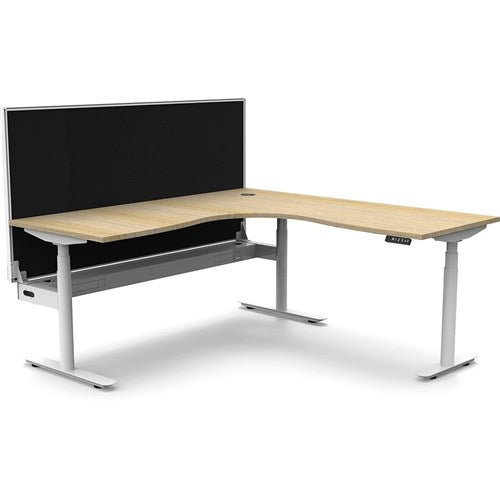 Rapidline Halo  Corner Workstation   Screen   Cable Tray 1800/1800mmW Oak/White