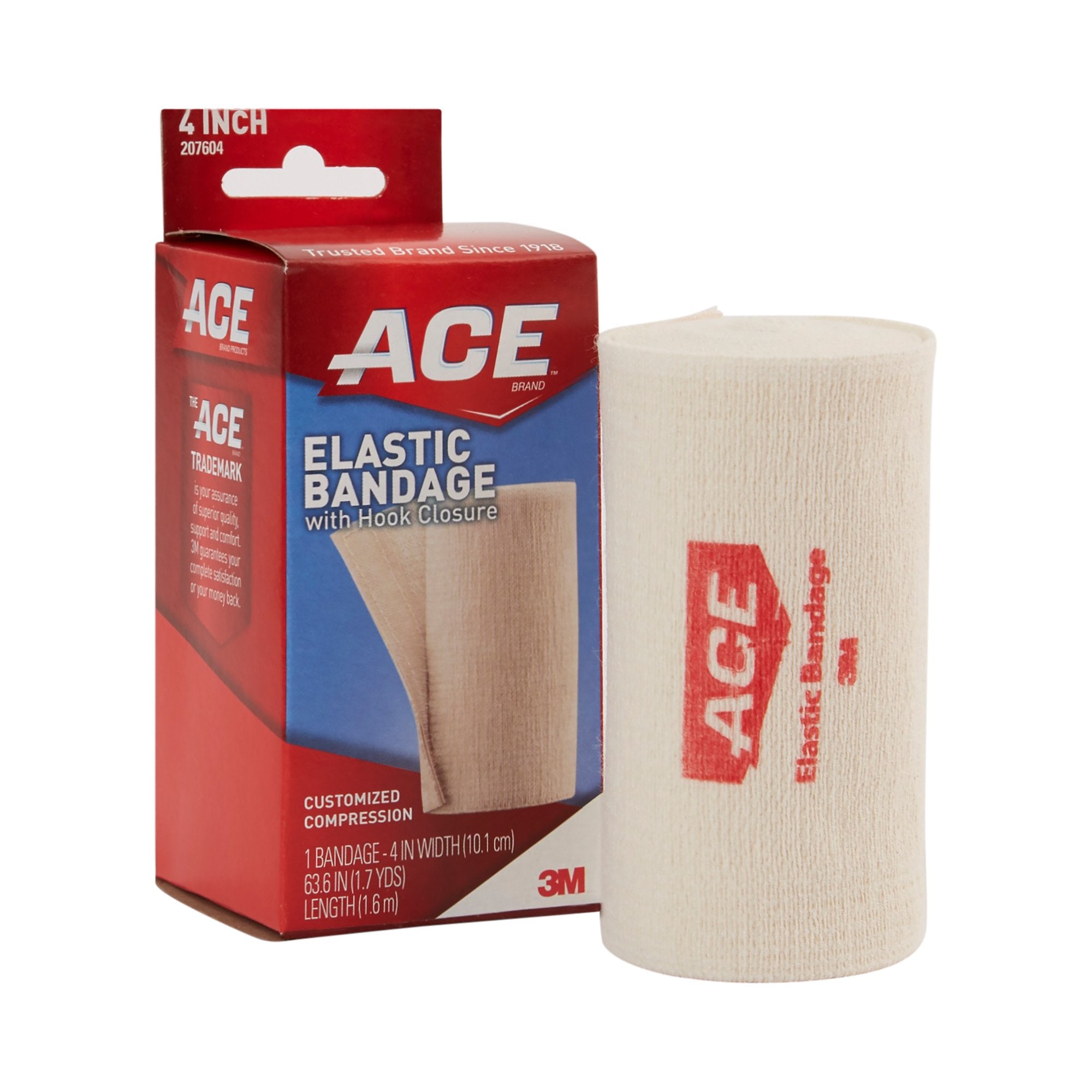 3M ACE Elastic Bandage 4 Inch X 5.3 Foot Single Hook and Loop Closure Tan NonSterile Standard Compression (500545_EA) 1/EA