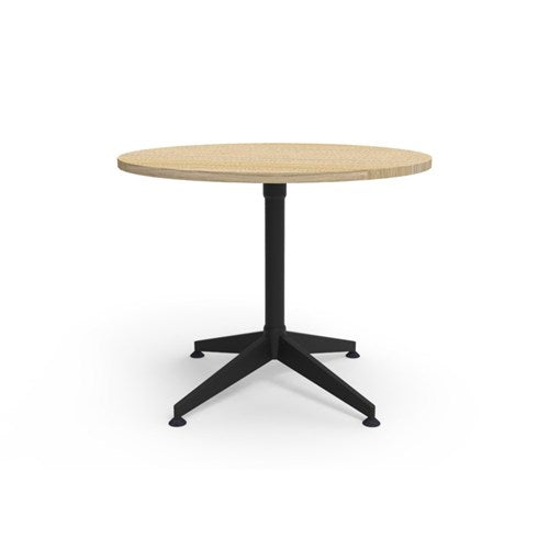 Rapidline Typhoon Round Meeting Table 900D x 750mmH Oak Top All Black Frame
