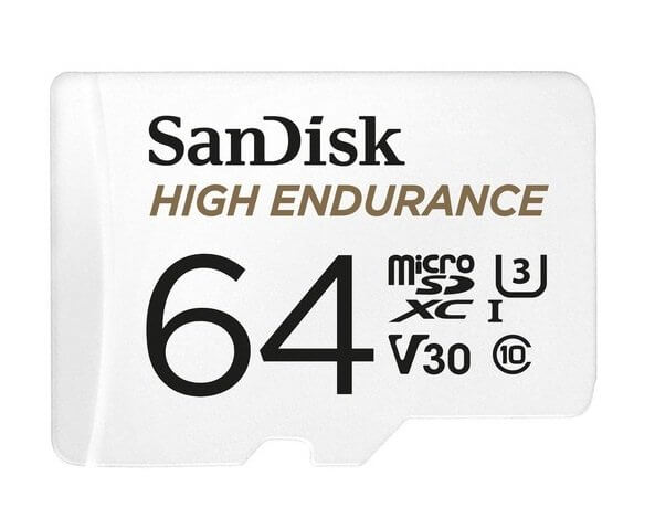 SanDisk High Endurance 64GB microSD 100MB/s 40MB/s 5K hrs 4K UHD C10 U3 V30 -40C to 85C Heat Freeze Shock Temperature Water X-ray Proof SD Adapter