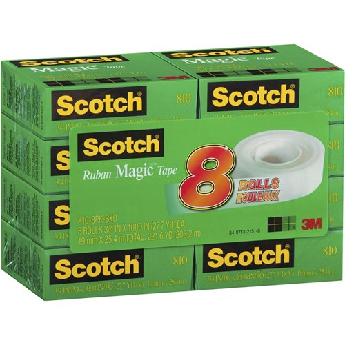 Scotch 810-8 Magic Tape 19mmx25.4m Multipack Pack of 8