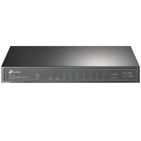TP-Link TL-SG1210P 10-Port Gigabit Desktop Switch with 8-Port PoE  IGMP Snooping 1 Gigabit SFP Slot, Fanless