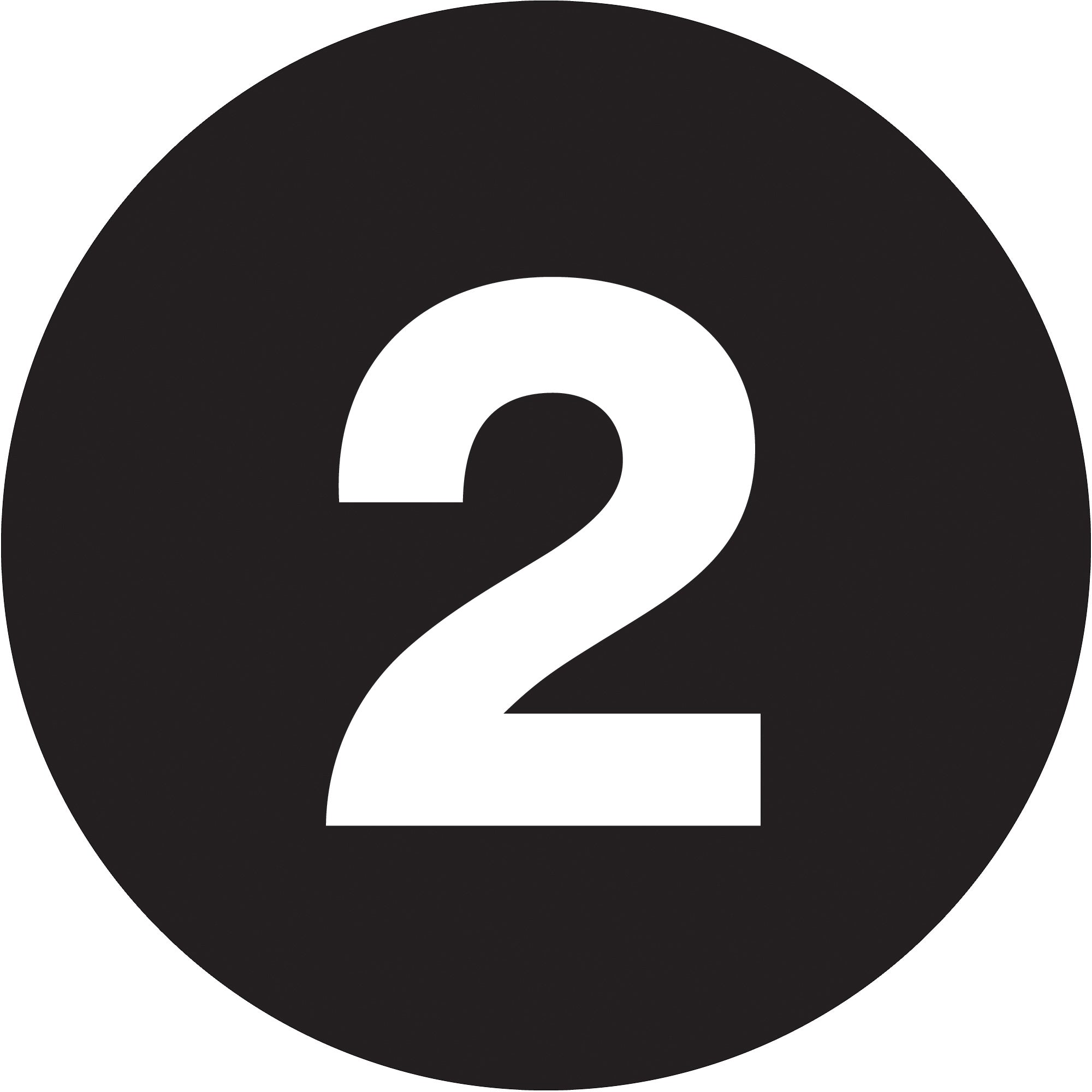 1" Circle - "2" (Black) Number Labels (DL6752) Roll Of 500