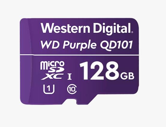 Western Digital WD Purple 128GB MicroSDXC Card 24/7 -25C to 85C Weather Humidity Resistant for Surveillance IP Cameras mDVRs NVR Dash