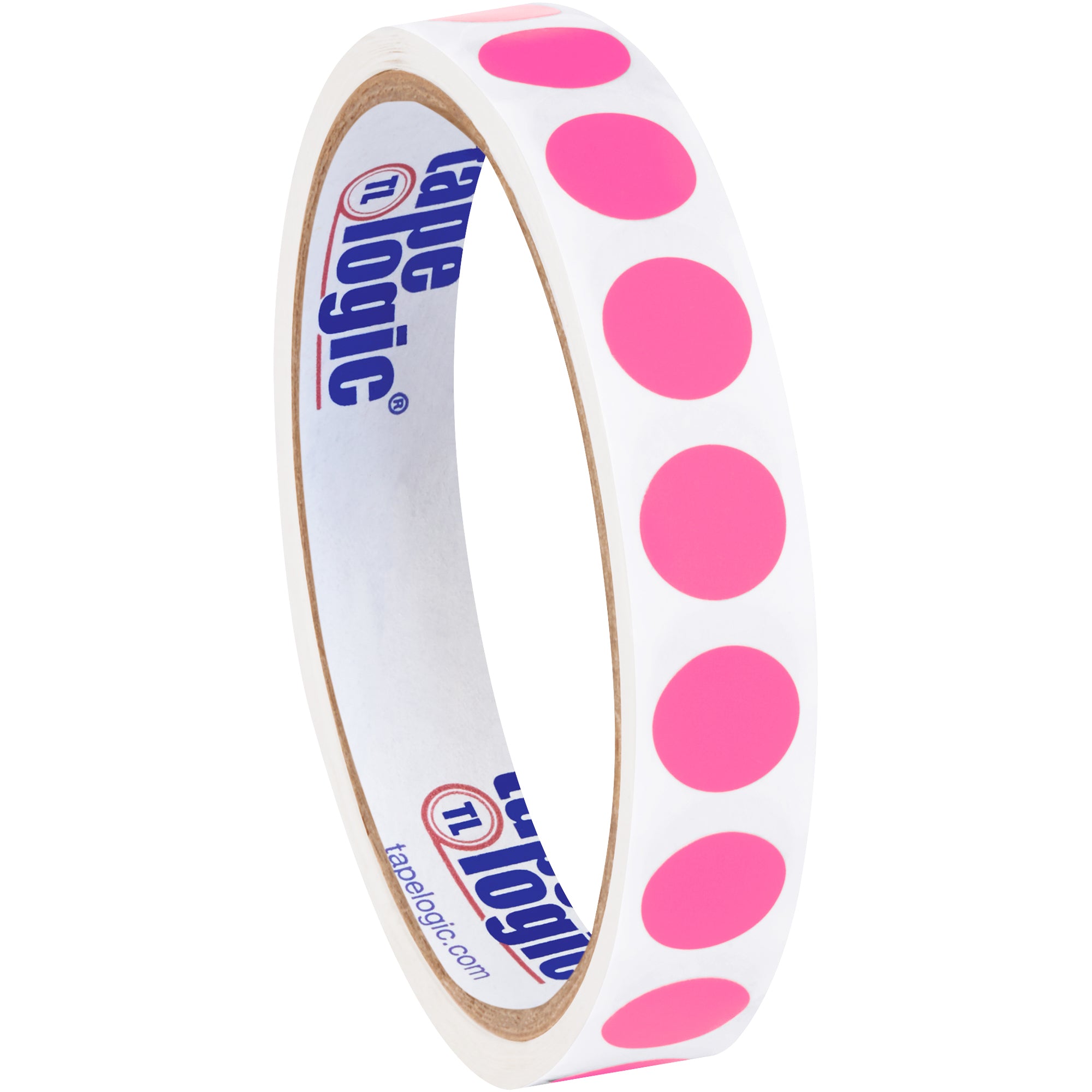 1/2" Fluorescent Pink Inventory Circle Labels (DL690K) Roll Of 500