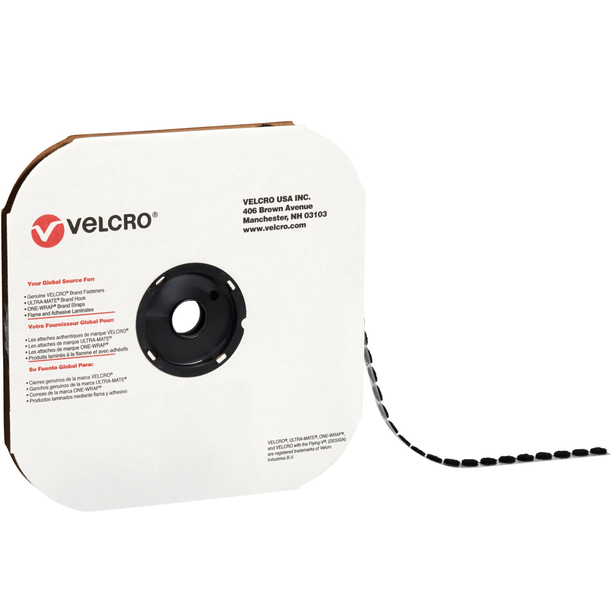 1/2" - Hook - Black VELCRO Brand Tape - Individual Dots (VEL121) Case Of 1440