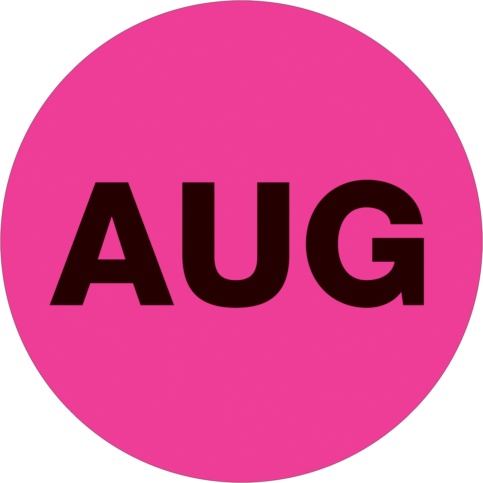 1" Circle - "AUG" (Fluorescent Pink) Months of the Year Labels (DL6730) Roll Of 500