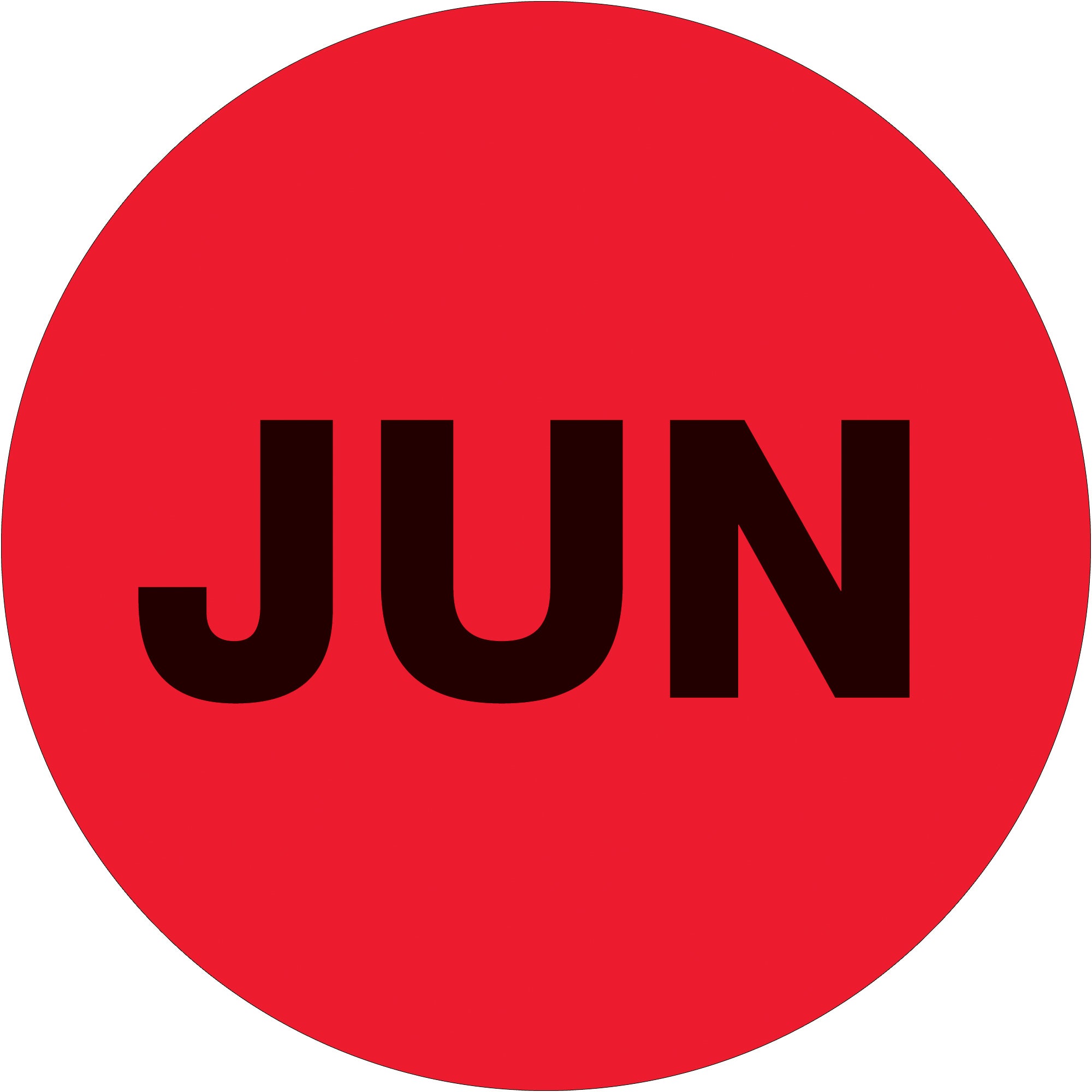 1" Circle - "JUN" (Fluorescent Red) Months of the Year Labels (DL6728) Roll Of 500