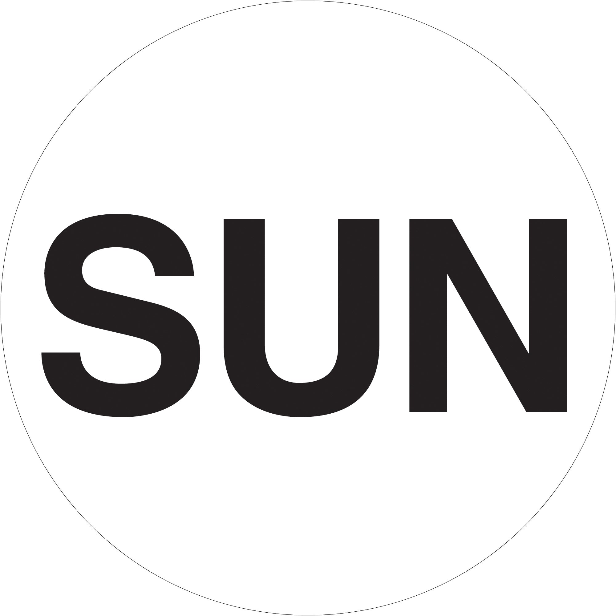 1" Circle - "SUN" (White) Days of the Week Labels (DL6561) Roll Of 500