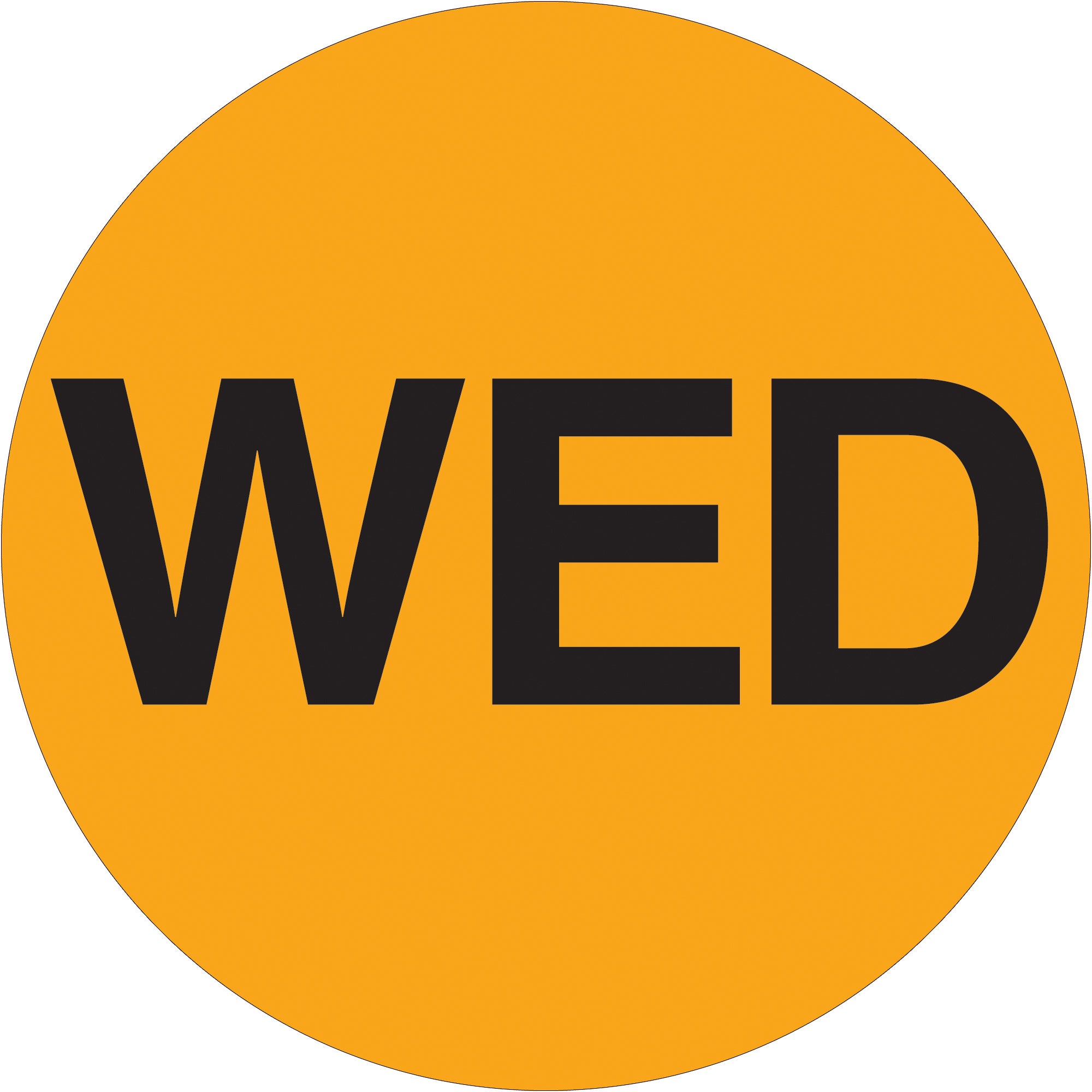 1" Circle - "WED" (Fluorescent Orange) Days of the Week Labels (DL6521) Roll Of 500