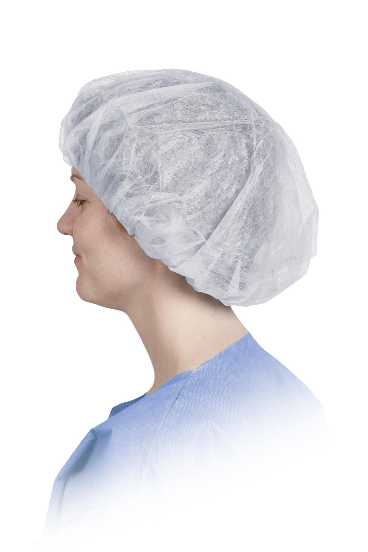 1-Ply Spunbond Polypropylene Bouffant Caps, 24", White, 500/CS (CRI1003) Case of 500