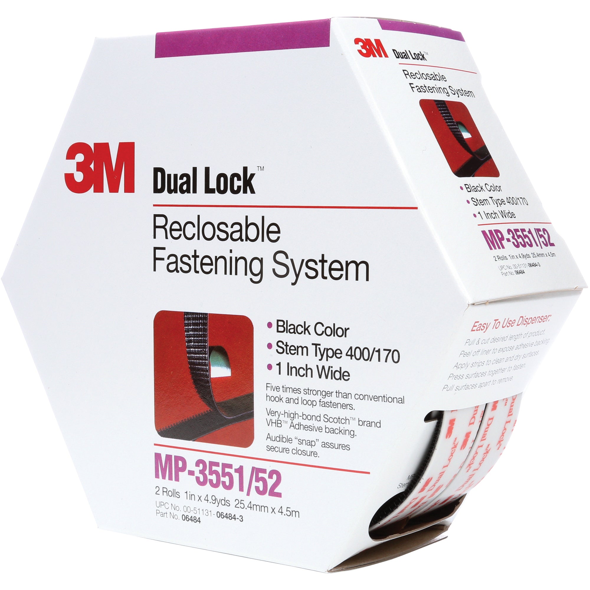 1" x 15' Black 1 Pack  3M MP3551 Dual Lock Mini Pack Fasteners (DK3M1011PK) Each