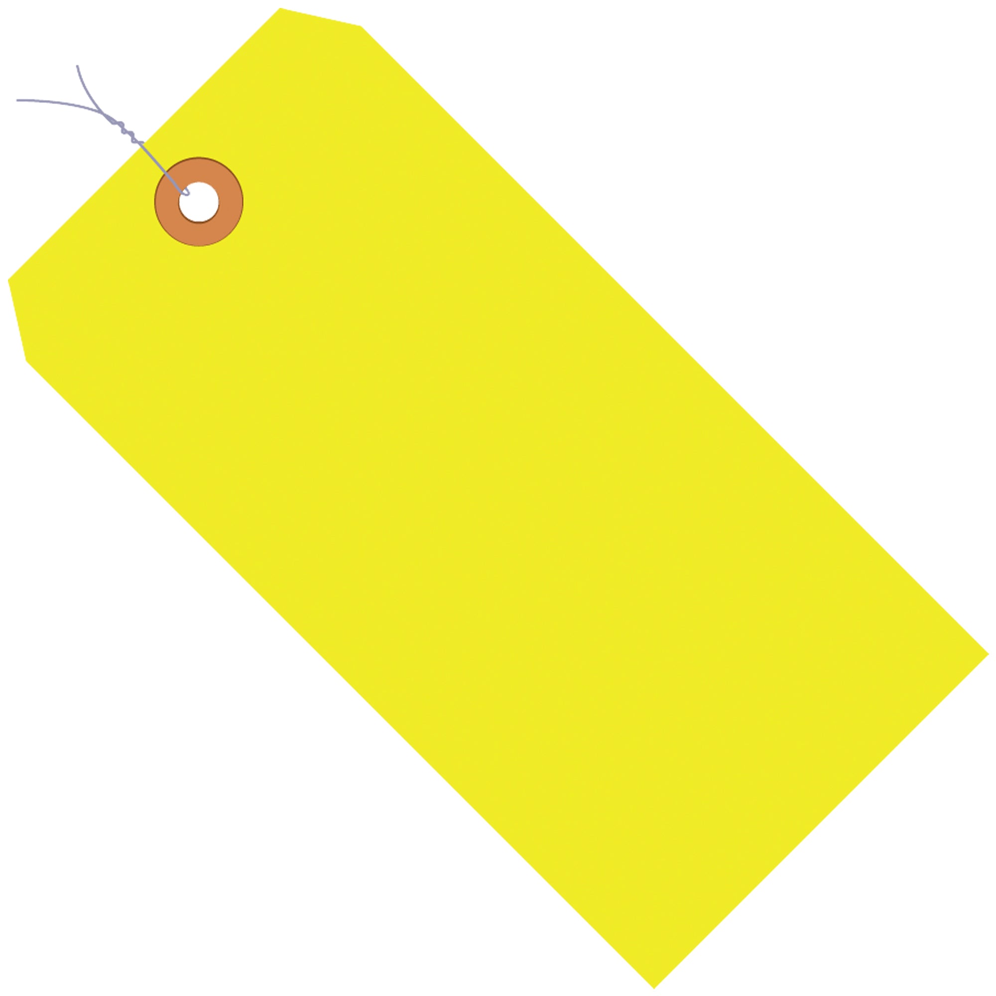 2 3/4 x 1 3/8" Fluorescent Yellow 13 Pt. Shipping Tags - Pre-Wired (G12013A) Case Of 1000