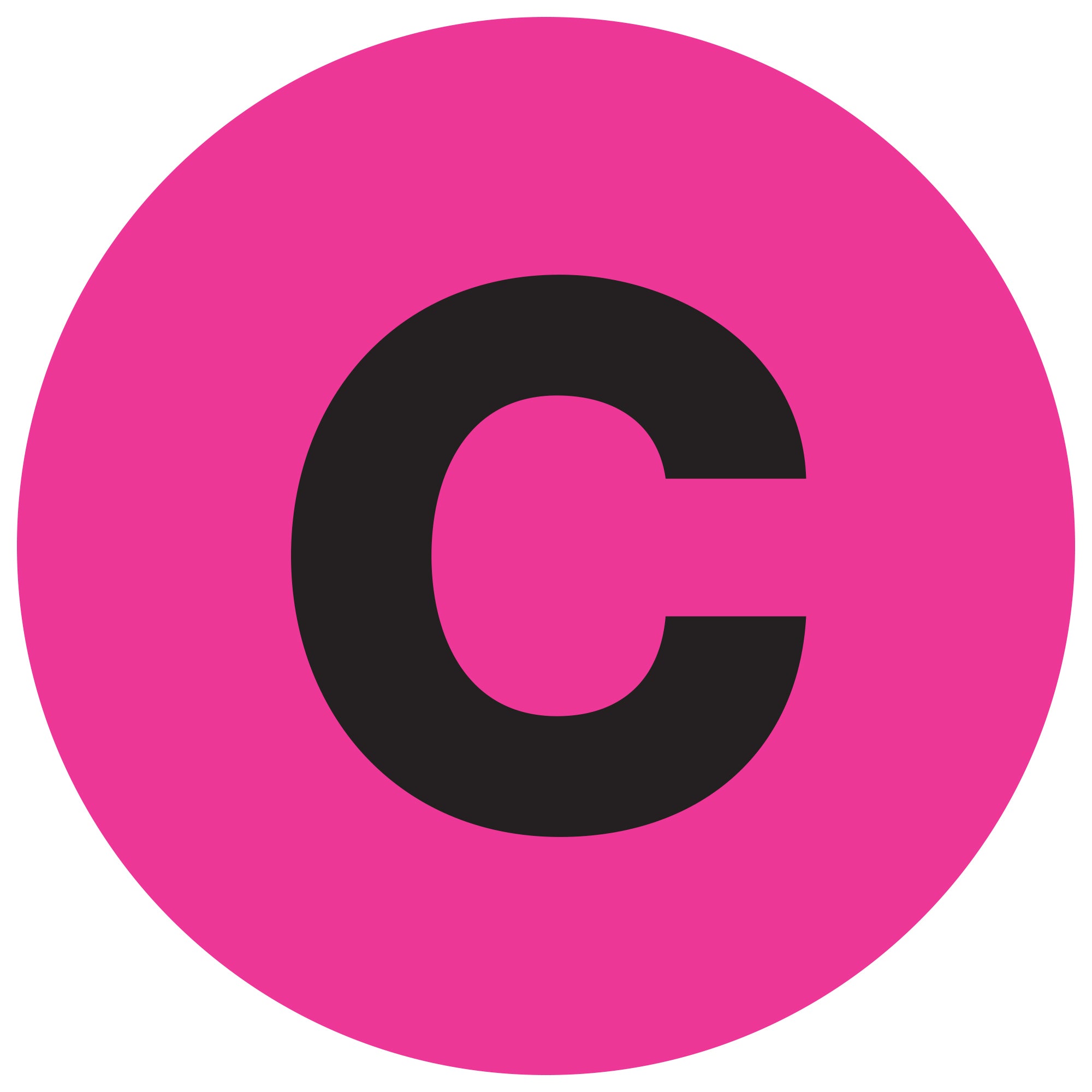 2" Circle - "C" (Fluorescent Pink) Letter Labels (DL7005) Roll Of 500
