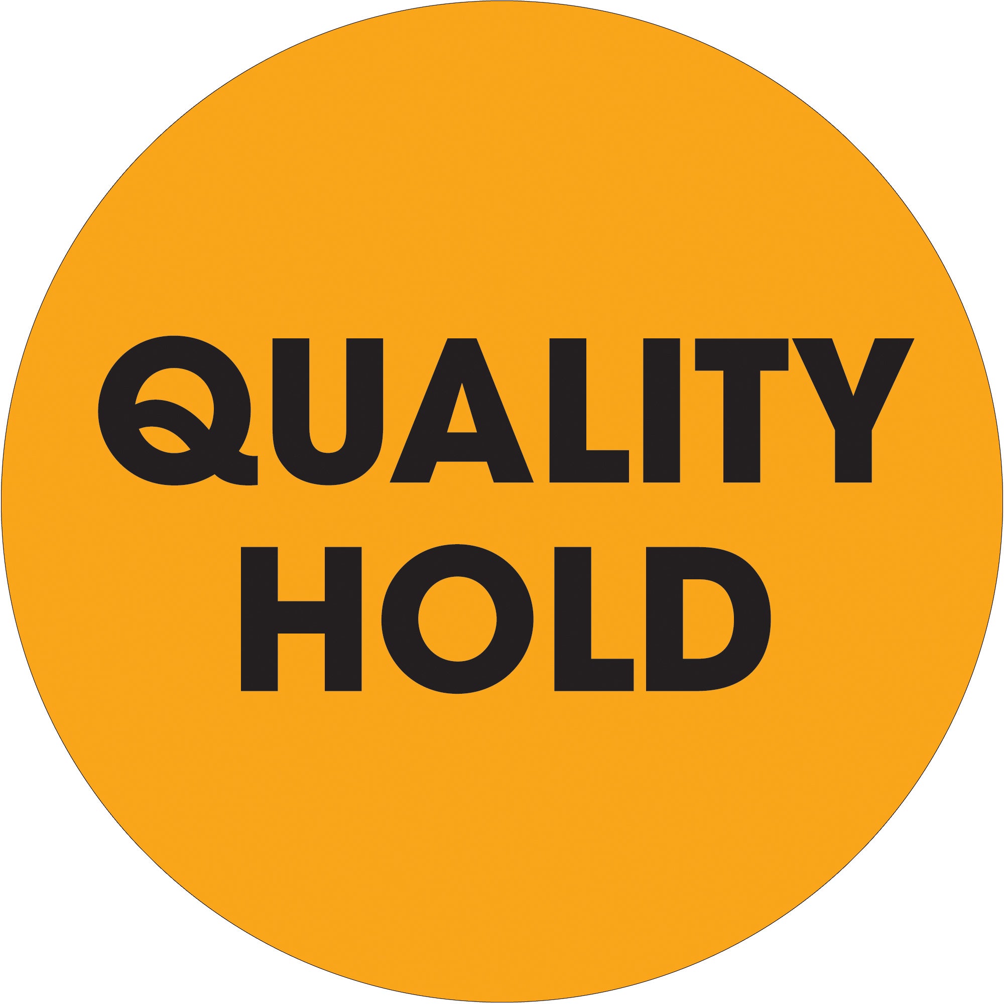 2" Circle - "Quality Hold" Fluorescent Orange Labels (DL1274) Roll Of 500