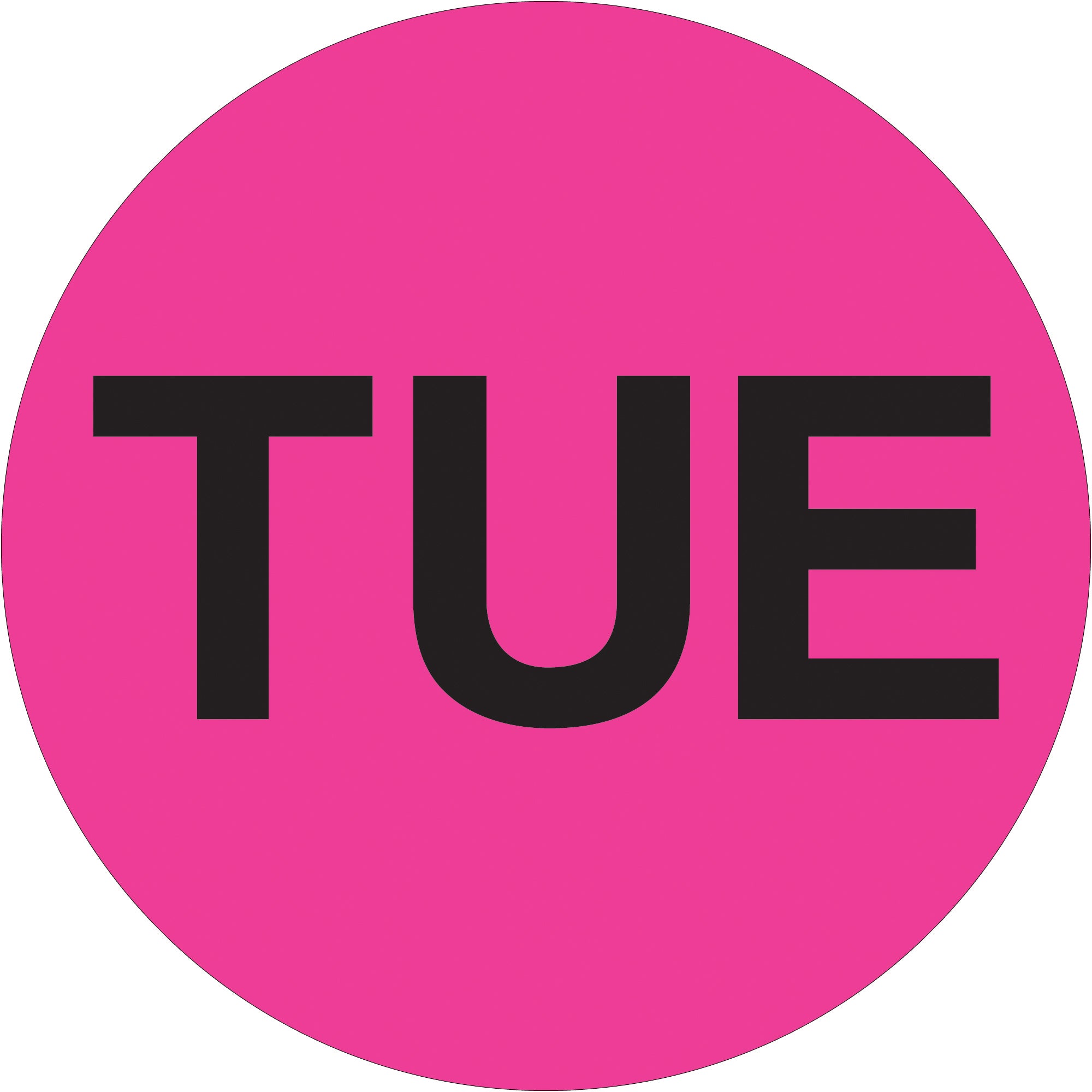 2" Circle - "TUE" (Fluorescent Pink) Days of the Week Labels (DL6512) Roll Of 500