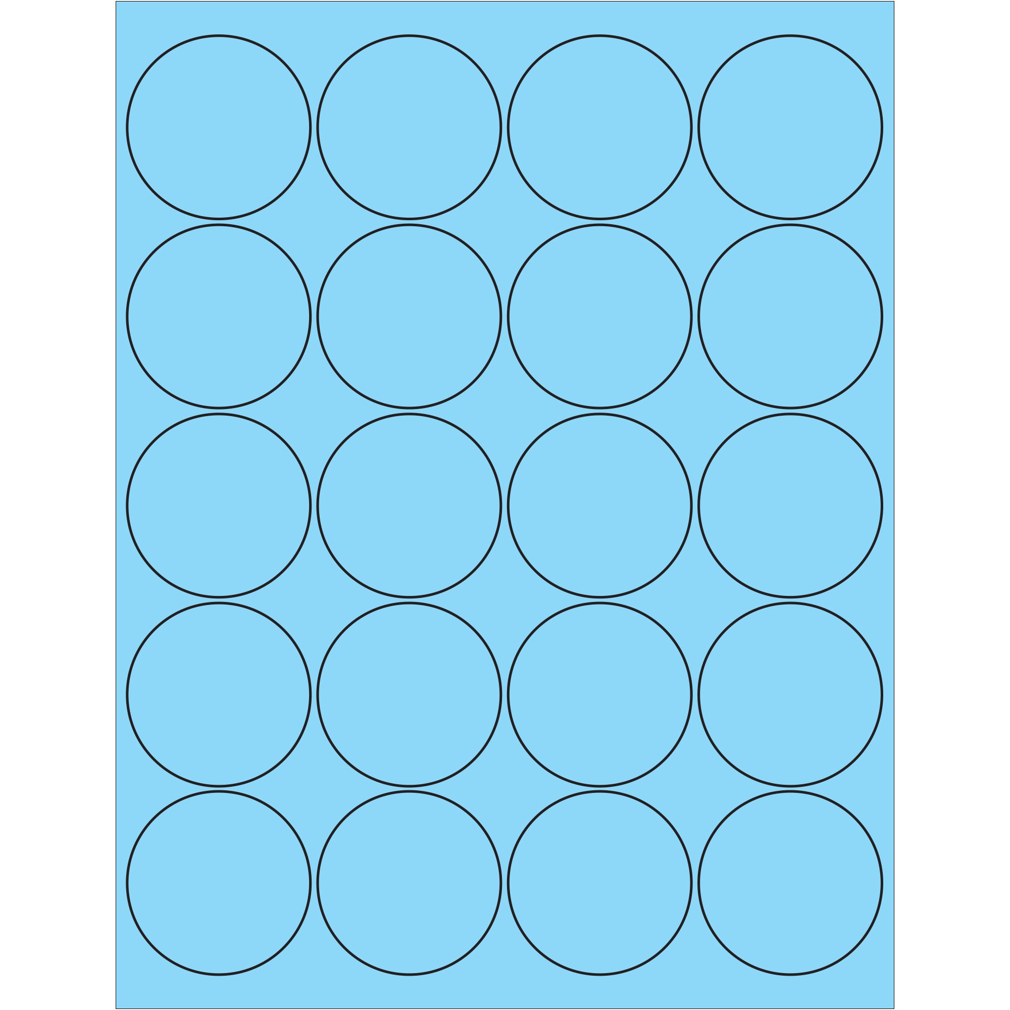 2" Fluorescent Pastel Blue Circle Laser Labels (LL197BE) Case Of 2000