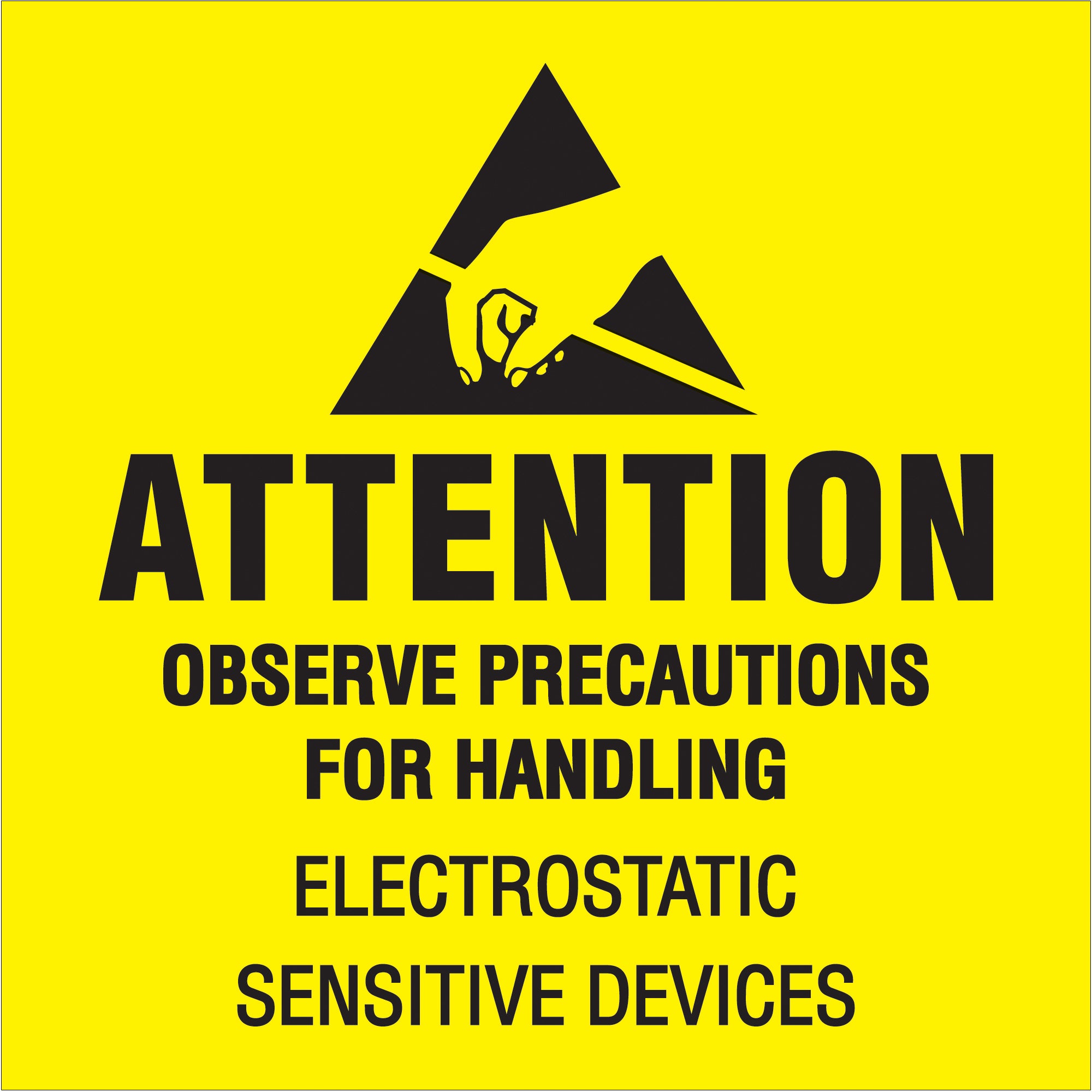 2 x 2" - "Attention - Observe Precautions" (Fluorescent Yellow) Labels (DL1369) Roll Of 500